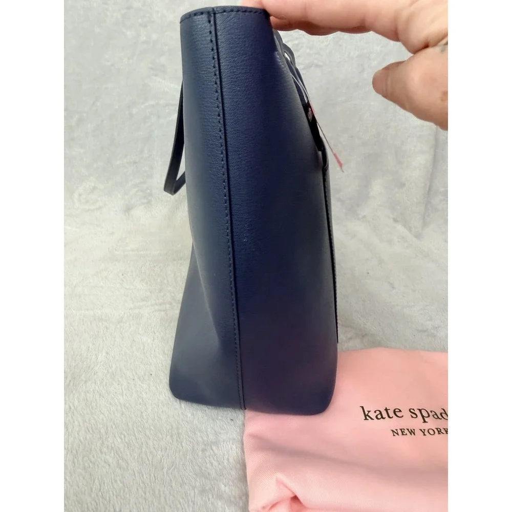 Kate Spade NWT'S  Adel Navy Blue Leather Large Zip Tote Handbag Purse $328